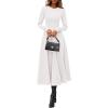imagePRETTYGARDEN Cocktail Dresses for Women 2025 Elegant Classy Fall Long Sleeve Midi A Line Flowy Modest Winter Party DressWhite