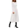 imagePRETTYGARDEN Cocktail Dresses for Women 2025 Elegant Classy Fall Long Sleeve Midi A Line Flowy Modest Winter Party DressWhite