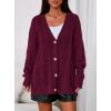 imagePRETTYGARDEN Womens Chunky Cardigan Sweaters 2025 Fall Oversized Cable Knit Long Sleeve Open Front Cardigans Winter ClothingBurgundy