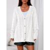 imagePRETTYGARDEN Womens Chunky Cardigan Sweaters 2025 Fall Oversized Cable Knit Long Sleeve Open Front Cardigans Winter ClothingWhite