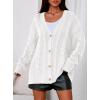 imagePRETTYGARDEN Womens Chunky Cardigan Sweaters 2025 Fall Oversized Cable Knit Long Sleeve Open Front Cardigans Winter ClothingWhite