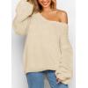 imagePRETTYGARDEN Womens Fall Oversized Sweaters Long Sleeve V Neck Dressy Casual Chunky Knit Loose Pullover Tops Winter ClothingBeige