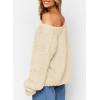 imagePRETTYGARDEN Womens Fall Oversized Sweaters Long Sleeve V Neck Dressy Casual Chunky Knit Loose Pullover Tops Winter ClothingBeige