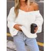 imagePRETTYGARDEN Womens Fall Oversized Sweaters Long Sleeve V Neck Dressy Casual Chunky Knit Loose Pullover Tops Winter ClothingWhite