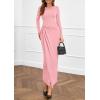 imagePRETTYGARDEN Womens Fall Wedding Guest Cocktail Midi Dresses Elegant Long Sleeve Bodycon Ruched Dress 2025 Fashion ClothingPink
