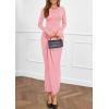 imagePRETTYGARDEN Womens Fall Wedding Guest Cocktail Midi Dresses Elegant Long Sleeve Bodycon Ruched Dress 2025 Fashion ClothingPink