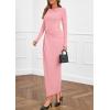 imagePRETTYGARDEN Womens Fall Wedding Guest Cocktail Midi Dresses Elegant Long Sleeve Bodycon Ruched Dress 2025 Fashion ClothingPink