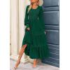 imagePRETTYGARDEN Womens Smocked Maxi Dress 2025 Fall Casual Long Sleeve Swiss Dot Ruffle Long Flowy Wedding Guest DressesDark Green