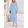 imagePRETTYGARDEN Womens Smocked Maxi Dress 2025 Fall Casual Long Sleeve Swiss Dot Ruffle Long Flowy Wedding Guest DressesLight Blue