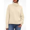 imagePRETTYGARDEN Womens Turtleneck Long Sleeve Sweater 2025 Fall Trendy Loose Fit Casual Tops Chunky Knit Pullover SweatersBeige