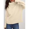 imagePRETTYGARDEN Womens Turtleneck Long Sleeve Sweater 2025 Fall Trendy Loose Fit Casual Tops Chunky Knit Pullover SweatersBeige