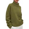imagePRETTYGARDEN Womens Turtleneck Long Sleeve Sweater 2025 Fall Trendy Loose Fit Casual Tops Chunky Knit Pullover SweatersOlive Green