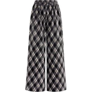 imagePRETTYGARDEN Casual Womens Pants 2025 Elastic Waist Palazzo Long Pajama Wide Leg Trousers Knit Fall Outfits with PocketsBig Plaid Black