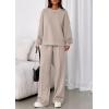 imagePRETTYGARDEN 2 Piece Sets For Women Fall Trendy Long Sleeve Sweatshirt Wide Leg Pants Loungewear Set Matching SweatsuitApricot