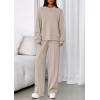 imagePRETTYGARDEN 2 Piece Sets For Women Fall Trendy Long Sleeve Sweatshirt Wide Leg Pants Loungewear Set Matching SweatsuitApricot