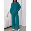 imagePRETTYGARDEN 2 Piece Sets For Women Fall Trendy Long Sleeve Sweatshirt Wide Leg Pants Loungewear Set Matching SweatsuitBlue Green