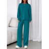 imagePRETTYGARDEN 2 Piece Sets For Women Fall Trendy Long Sleeve Sweatshirt Wide Leg Pants Loungewear Set Matching SweatsuitBlue Green