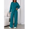 imagePRETTYGARDEN 2 Piece Sets For Women Fall Trendy Long Sleeve Sweatshirt Wide Leg Pants Loungewear Set Matching SweatsuitBlue Green