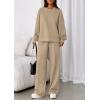 imagePRETTYGARDEN 2 Piece Sets For Women Fall Trendy Long Sleeve Sweatshirt Wide Leg Pants Loungewear Set Matching SweatsuitLight Khaki