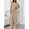 imagePRETTYGARDEN 2 Piece Sets For Women Fall Trendy Long Sleeve Sweatshirt Wide Leg Pants Loungewear Set Matching SweatsuitLight Khaki