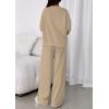 imagePRETTYGARDEN 2 Piece Sets For Women Fall Trendy Long Sleeve Sweatshirt Wide Leg Pants Loungewear Set Matching SweatsuitLight Khaki