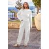 imagePRETTYGARDEN Two Piece Sets for Women 2025 Pullover Sweater High Waisted Sweatpants Tracksuit Lounge Set Fall Winter OutfitsBeige White
