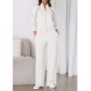 imagePRETTYGARDEN Womens 2 Piece Outfits Sweatsuits 2025 Fall Full Zip Sweatshirts Workout Pants Matching Lounge Sets TracksuitsWhite