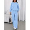imagePRETTYGARDEN Womens Sweatsuits 2 Piece Set 2025 Casual Winter Long Sleeve Hoodie Loose Wide Leg Sweatpants Fall TracksuitLight Blue