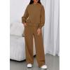 imagePRETTYGARDEN Womens Sweatsuits 2 Piece Set 2025 Casual Winter Long Sleeve Hoodie Loose Wide Leg Sweatpants Fall TracksuitLight Brown