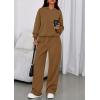 imagePRETTYGARDEN Womens Sweatsuits 2 Piece Set 2025 Casual Winter Long Sleeve Hoodie Loose Wide Leg Sweatpants Fall TracksuitLight Brown