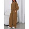 imagePRETTYGARDEN Womens Sweatsuits 2 Piece Set 2025 Casual Winter Long Sleeve Hoodie Loose Wide Leg Sweatpants Fall TracksuitLight Brown