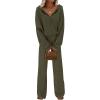 imagePRETTYGARDEN Womens 2 Piece Fall Lounge Sets 2025 Zip Up Hoodie Wide Leg Pants Tracksuit Matching Travel Outfits ClothesArmy Green
