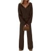 imagePRETTYGARDEN Womens 2 Piece Fall Lounge Sets 2025 Zip Up Hoodie Wide Leg Pants Tracksuit Matching Travel Outfits ClothesBrown