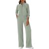 imagePRETTYGARDEN Womens 2 Piece Outfits Sweatsuits 2025 Fall Full Zip Sweatshirts Workout Pants Matching Lounge Sets TracksuitsSage Green