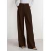 imagePRETTYGARDEN Womens Wide Leg Dress Pants 2025 Business Casual Flowy Work Palazzo Pants High Waisted Slacks TrousersDark Brown