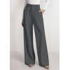 imagePRETTYGARDEN Womens Wide Leg Dress Pants 2025 Business Casual Flowy Work Palazzo Pants High Waisted Slacks TrousersDark Grey