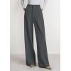 imagePRETTYGARDEN Womens Wide Leg Dress Pants 2025 Business Casual Flowy Work Palazzo Pants High Waisted Slacks TrousersDark Grey