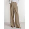imagePRETTYGARDEN Womens Wide Leg Dress Pants 2025 Business Casual Flowy Work Palazzo Pants High Waisted Slacks TrousersLight Khaki