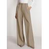 imagePRETTYGARDEN Womens Wide Leg Dress Pants 2025 Business Casual Flowy Work Palazzo Pants High Waisted Slacks TrousersLight Khaki