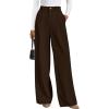 imagePRETTYGARDEN Womens Wide Leg Dress Pants 2025 Business Casual Flowy Work Palazzo Pants High Waisted Slacks TrousersDark Brown