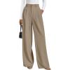 imagePRETTYGARDEN Womens Wide Leg Dress Pants 2025 Business Casual Flowy Work Palazzo Pants High Waisted Slacks TrousersLight Khaki
