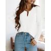 imagePRETTYGARDEN Long Sleeve Shirts for Women 2025 Fall V Neck Waffle Basic Tee Dressy Casual Winter Blouses Knit Tunic TopsWhite