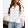 imagePRETTYGARDEN Long Sleeve Shirts for Women 2025 Fall V Neck Waffle Basic Tee Dressy Casual Winter Blouses Knit Tunic TopsWhite