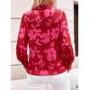 imagePRETTYGARDEN Womens Floral Blouses Dressy Casual V Neck Button Down Shirts Lantern Long Sleeve Boho Chiffon Fall Tops 2025Red Big Floral