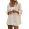 imagePRETTYGARDEN Blazers for Women Business Casual Outfits 2025 Fall Fashion Open Front Long Sleeve Suit Jackets Work BlazerBeige