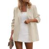 imagePRETTYGARDEN Blazers for Women Business Casual Outfits 2025 Fall Fashion Open Front Long Sleeve Suit Jackets Work BlazerBeige