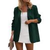 imagePRETTYGARDEN Blazers for Women Business Casual Outfits 2025 Fall Fashion Open Front Long Sleeve Suit Jackets Work BlazerDark Green
