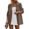 imagePRETTYGARDEN Blazers for Women Business Casual Outfits 2025 Fall Fashion Open Front Long Sleeve Suit Jackets Work BlazerDark Khaki