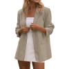 imagePRETTYGARDEN Blazers for Women Business Casual Outfits 2025 Fall Fashion Open Front Long Sleeve Suit Jackets Work BlazerKhaki