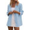 imagePRETTYGARDEN Blazers for Women Business Casual Outfits 2025 Fall Fashion Open Front Long Sleeve Suit Jackets Work BlazerLight Blue